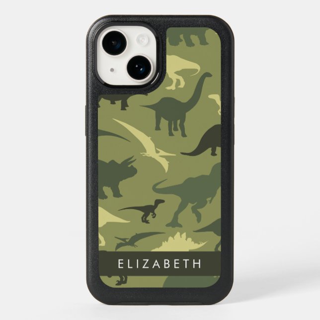 Dinosaur Pattern, Dinosaur Silhouette, Your Name Otterbox iPhone Case (Back)