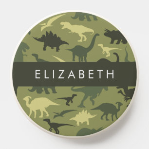 Dinosaur Pattern, Dinosaur Silhouette, Your Name PopSocket