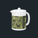 Dinosaur Pattern, Dinosaur Silhouette, Your Name Teapot<br><div class="desc">Cute,  fun and adorable pattern with dinosaur silhouettes in yellow and green color. Modern and trendy gift,  perfect for the dinosaur lover in your life. Personalize by adding your name,  nickname,  monogram or initials.</div>