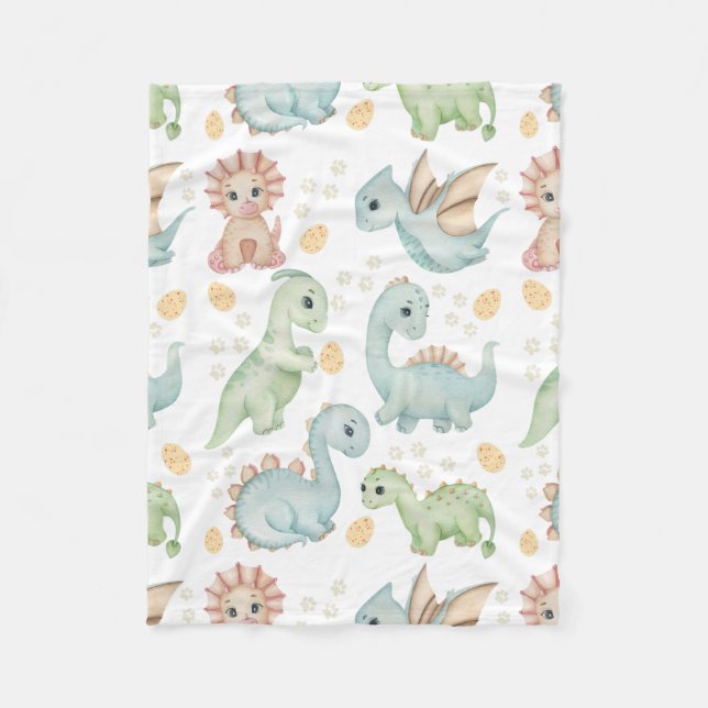 dinosaur  pattern fleece blanket (Front)