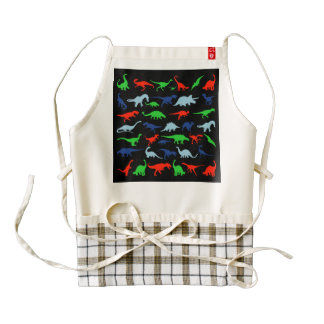 Dinosaur Pattern Green Blue and Red on Black Zazzle HEART Apron