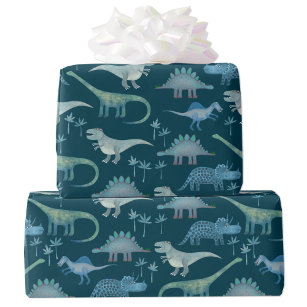 Dinosaur Pattern Green Wrapping Paper