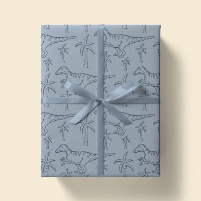 Dinosaur Pattern Modern Boy Dino Jungle Sage Green Wrapping Paper