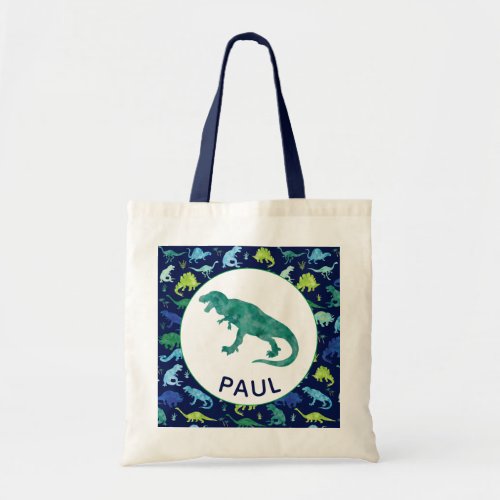 Dinosaur Pattern Personalized Kids T_Rex Tote Bag