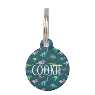 Dinosaur pattern pet ID tag