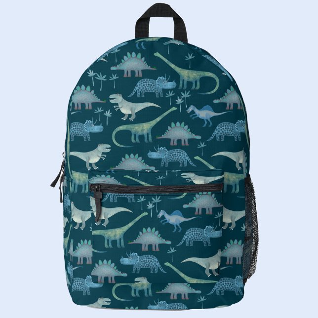 Dinosaur Pattern Printed Backpack (Dinosaur pattern backpack with Tyrannosaurus Rex, Diplodocus, Stegasaurus, Triceratops and Spinosaur)