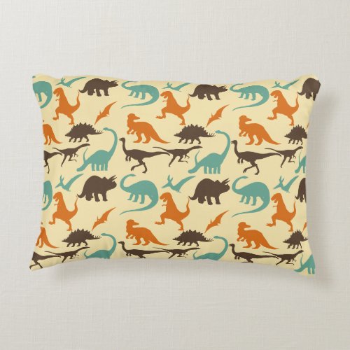 Dinosaur Pattern Silhouette Accent Pillow