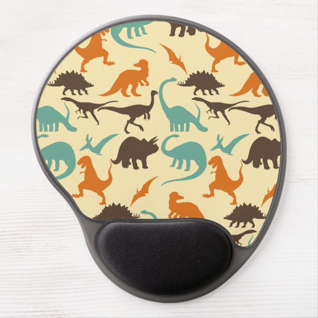 Dinosaur Pattern Silhouette Gel Mouse Pad (Front)
