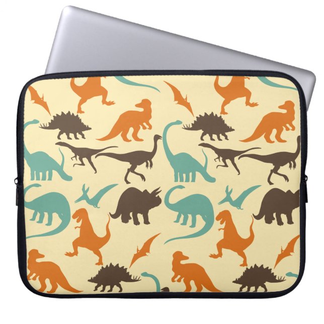 Dinosaur Pattern Silhouette Laptop Sleeve (Front)