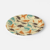 Dinosaur Pattern Silhouette Paper Plates (Angled)