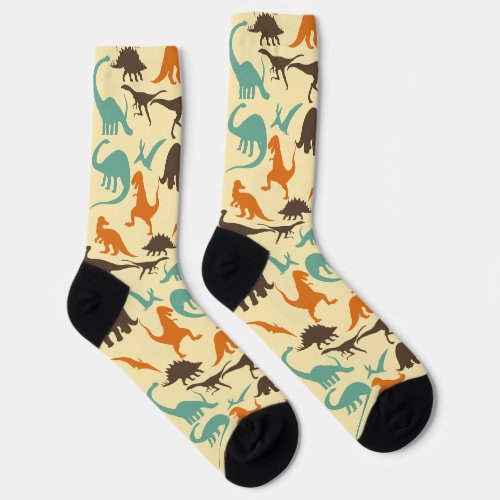 Dinosaur Pattern Silhouette Socks