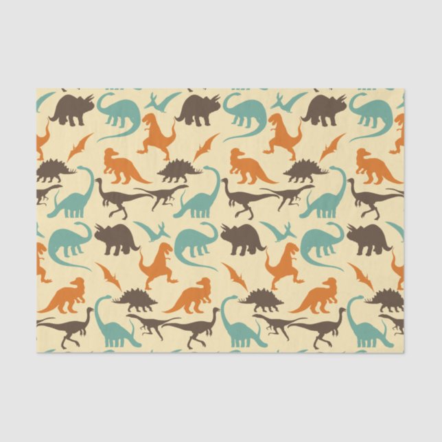 Dinosaur Pattern Silhouette Tissue Paper (Front)