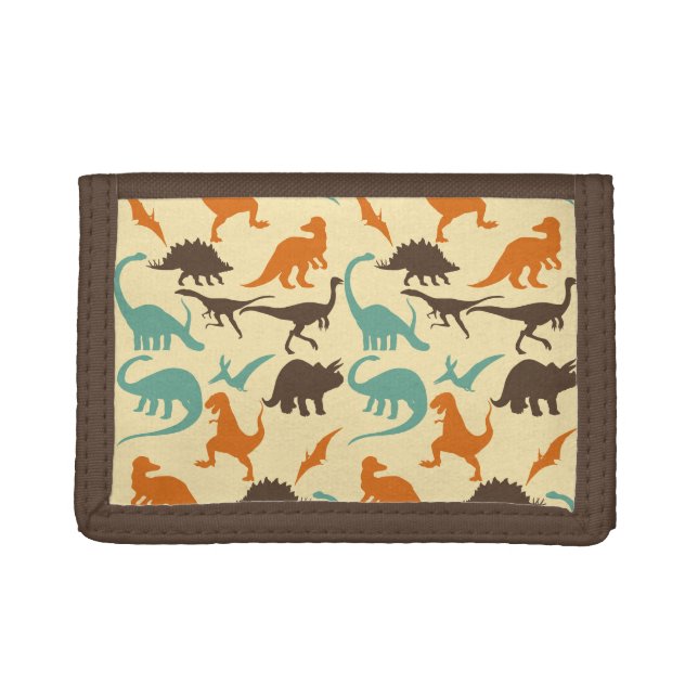 Dinosaur Pattern Silhouette Trifold Wallet (Front)