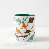 Dinosaur Pattern Silhouette Two-Tone Coffee Mug (Center)
