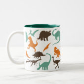 Dinosaur Pattern Silhouette Two-Tone Coffee Mug (Left)