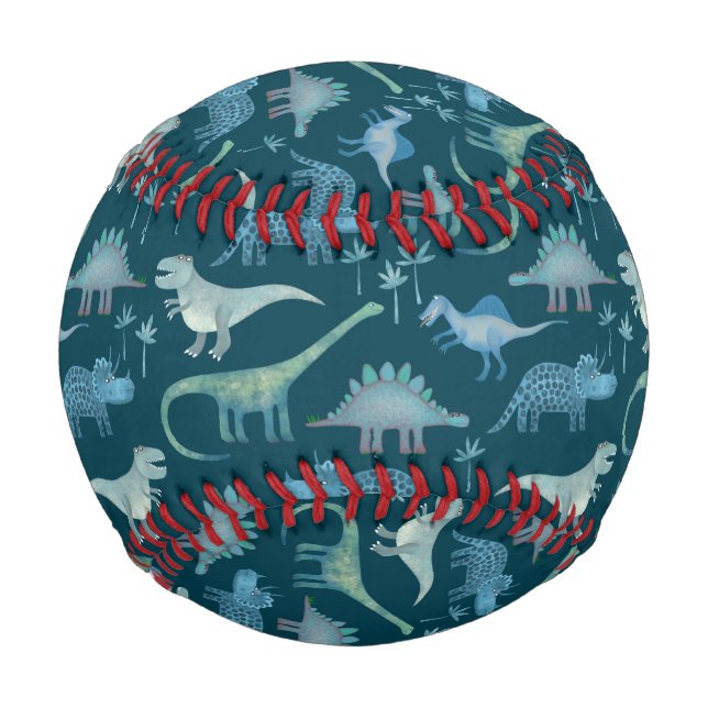 Dinosaur Pattern Teal Green Baseball (Front)