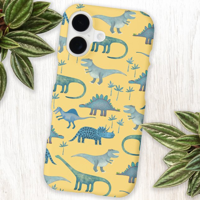 Dinosaur Pattern Yellow Case-Mate iPhone Case (Fun dinosaur pattern yellow cell phone case)
