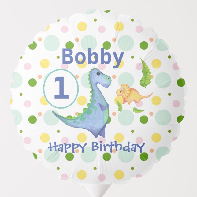 Dinosaur Personalize Birthday Little Boy's Balloon (Back)