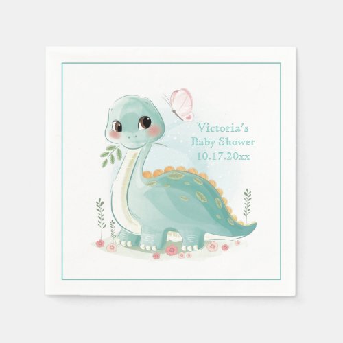 Dinosaur Personalized Baby Shower Napkins