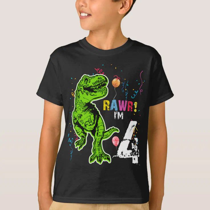 Personalised Dinosaur T Shirt Any Text Printed Birthday Boys Kids Baby T Rex 