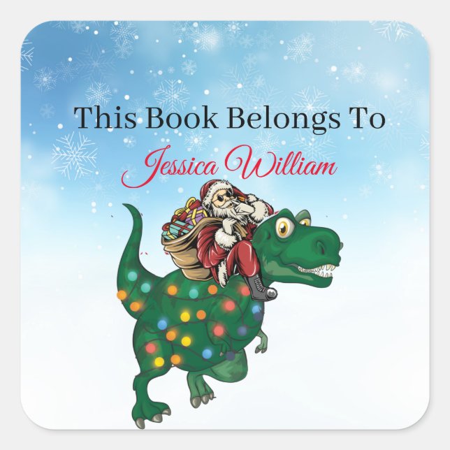 Dinosaur,  Personalized Bookplate Label for Books. (Front)