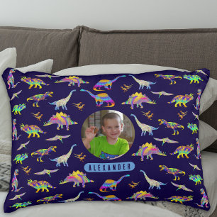 Dinosaur Personalized Boys Photo and Name Accent Pillow