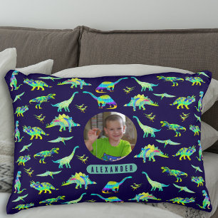 Dinosaur Personalized Boys Photo and Name Accent Pillow