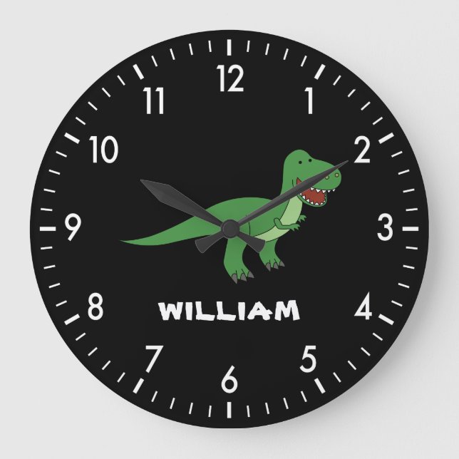 Dinosaur Personalized Custom Name Back To School Large Clock (Front)