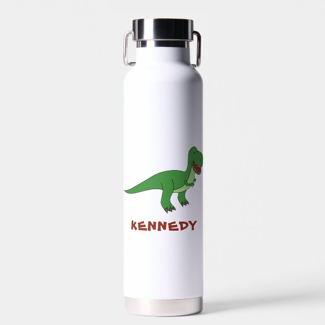 Dinosaur Personalized Custom Name Back To School Water Bottle (Front)