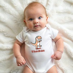 Dinosaur Personalized Name Funny cute   Baby Bodysuit
