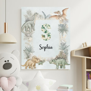 Dinosaur Personalized Name Monogram S Nursery Poster