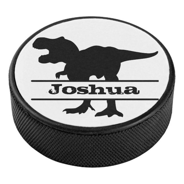 Dinosaur Personalized Name T-Rex Hockey Puck (3/4)