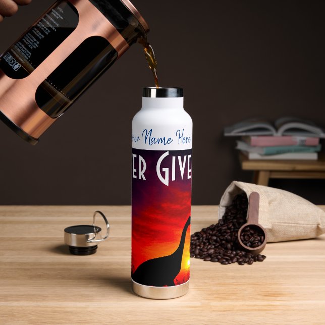 Dinosaur Personalized name & text  Water Bottle (Coffee)