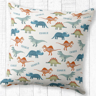 Dinosaur Personalized Name Throw Pillow