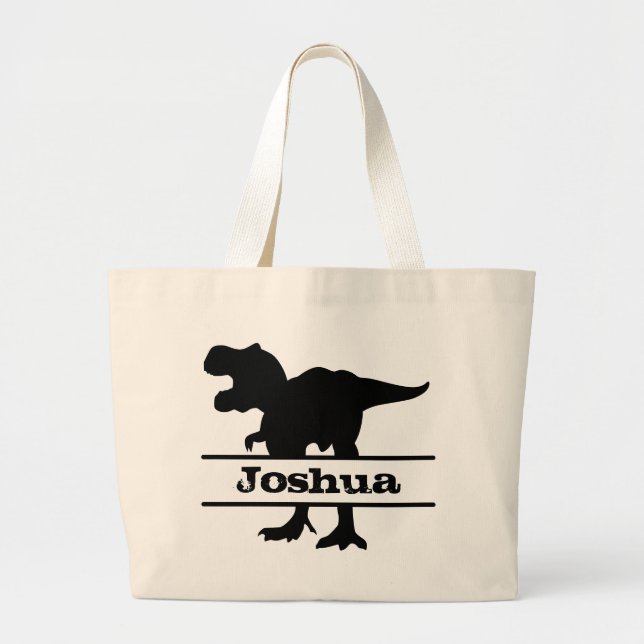 Dinosaur Personalized Name Tote Bag (Front)
