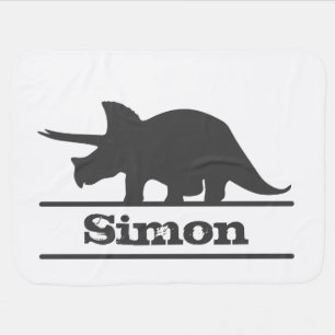Dinosaur Personalized Name Triceratops  Baby Blanket