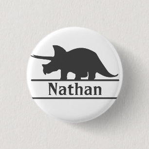 Dinosaur Personalized Name Triceratops Button