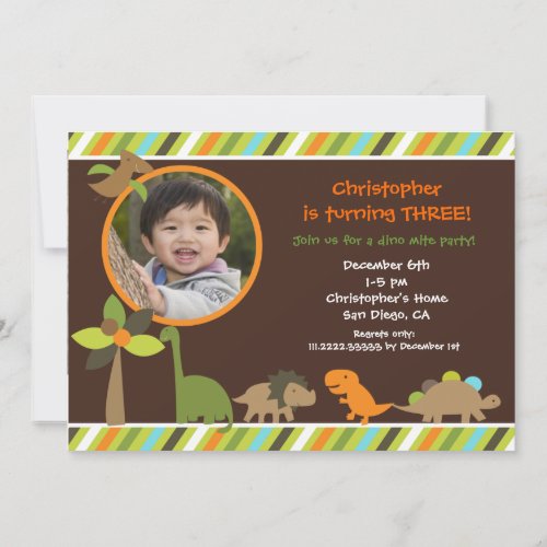 Dinosaur Photo Birthday Party Invitation