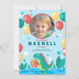 Dinosaur Photo Birthday Party  Invitation