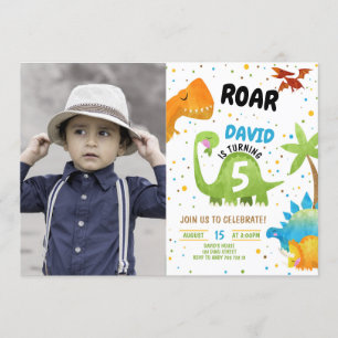 Dinosaur Photo Roar Birthday Invitation