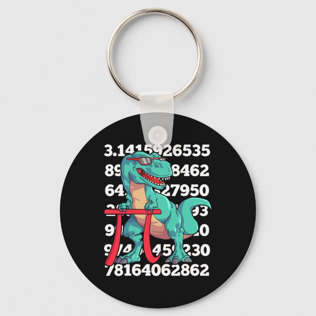 Dinosaur Pi Day T Rex Funny Math 3.14 Teacher Stud Keychain (Front)