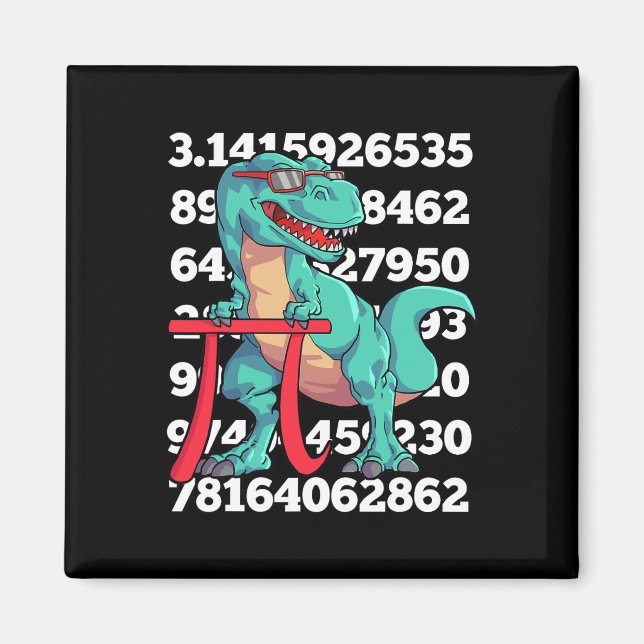 Dinosaur Pi Day T Rex Funny Math 3.14 Teacher Stud Magnet (Front)