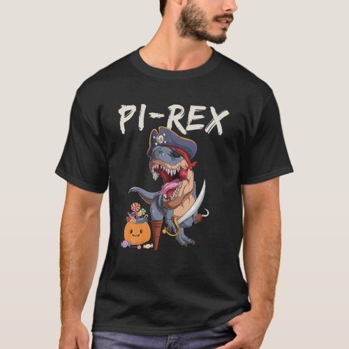Dinosaur Pi_Rex Pirate Outfit Halloween Pumpkin Ca T_Shirt