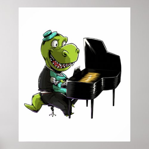 Dinosaur Piano Player Poster