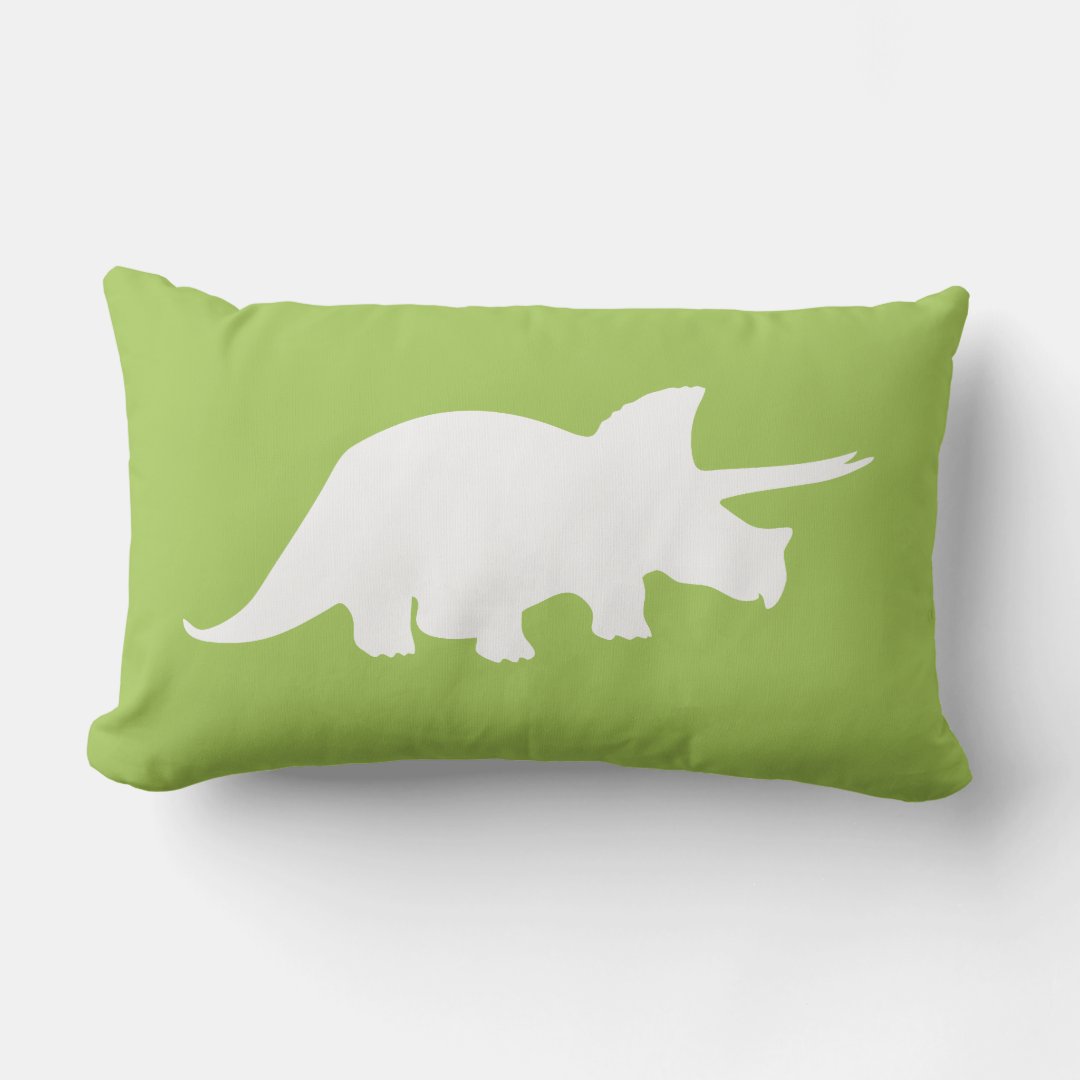 Dinosaur Pillow in Green with Grey Chevron Stripes Zazzle
