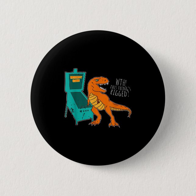 Dinosaur Pinball Wizard Arcade Machine Player Pict Button (Front)