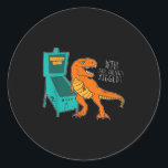 Dinosaur Pinball Wizard Arcade Machine Player Pict Classic Round Sticker<br><div class="desc">Dinosaur Pinball Wizard Arcade Machine Player Picture Shirt</div>