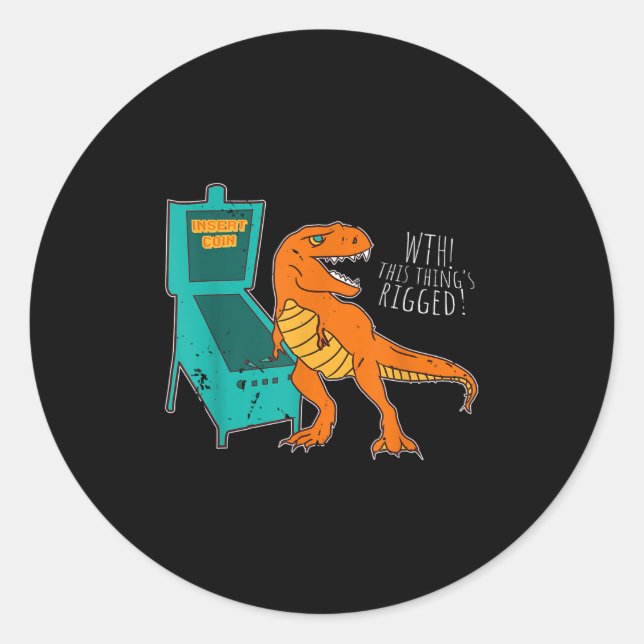 Dinosaur Pinball Wizard Arcade Machine Player Pict Classic Round Sticker (Front)