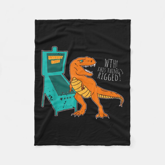 Dinosaur Pinball Wizard Arcade Machine Player Pict Fleece Blanket (Front)