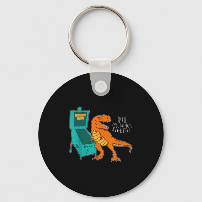 Dinosaur Pinball Wizard Arcade Machine Player Pict Keychain (Front)